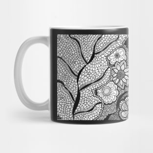 Drawing flowers and leaves pattern Mug